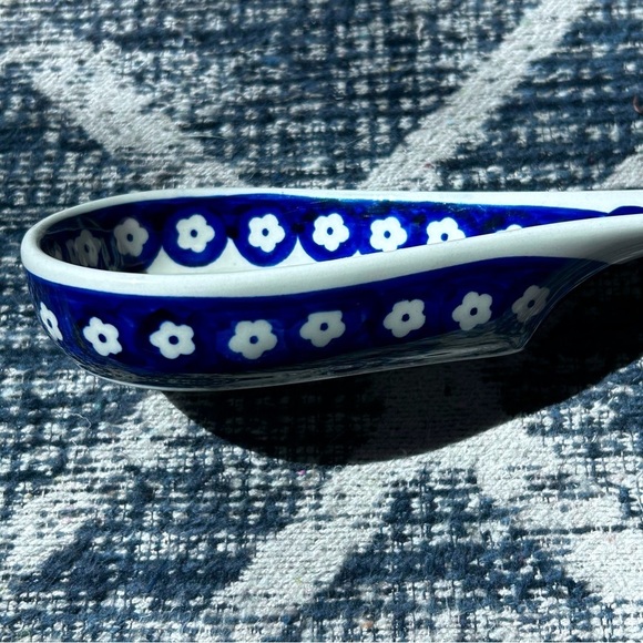 Vintage Boleslawiec Hand Made Polish Pottery Spoon Rest Traditional Blue/White - Picture 8 of 9